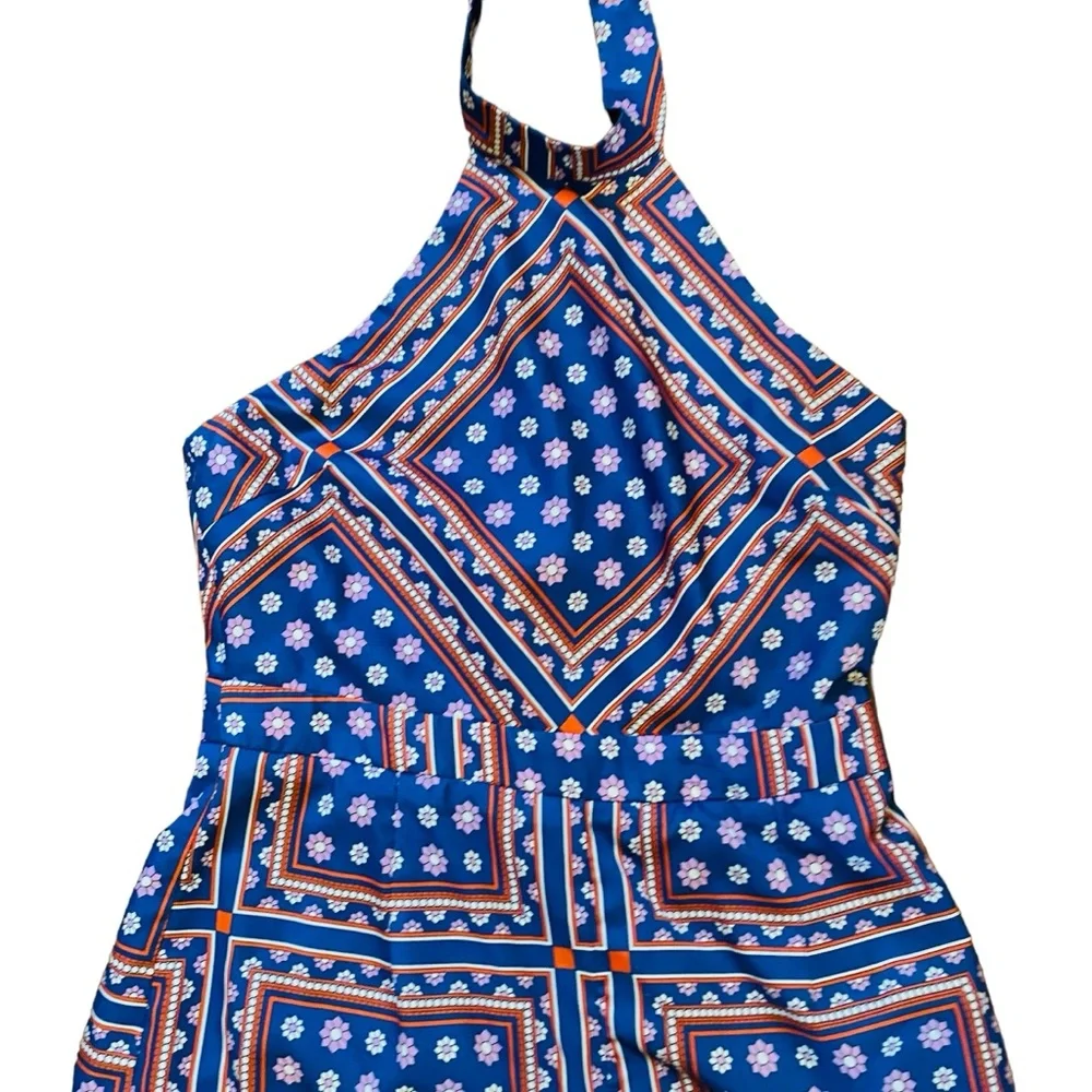 Lulu’s Blanca Blue Print Halter Romper - Picture 5 of 7